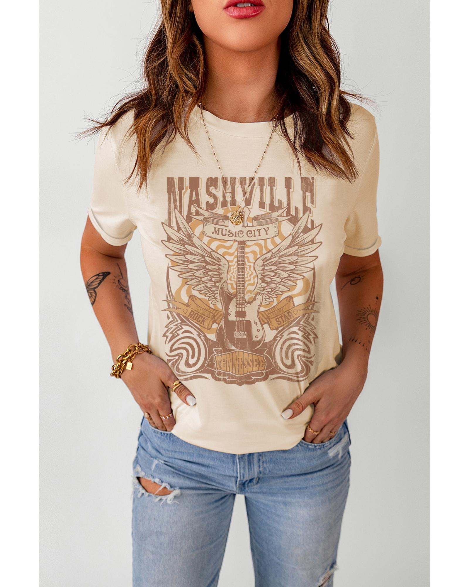 Azura Exchange Music City Guitar Graphic Print T-Shirt - L