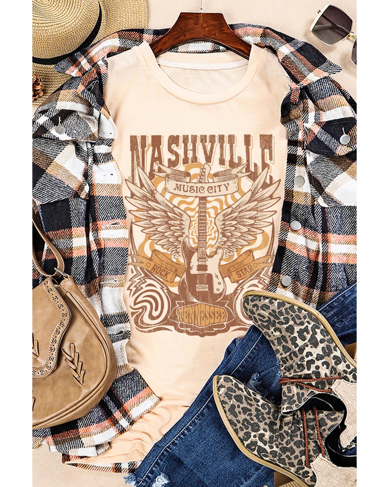 Azura Exchange Music City Guitar Graphic Print T-Shirt - L