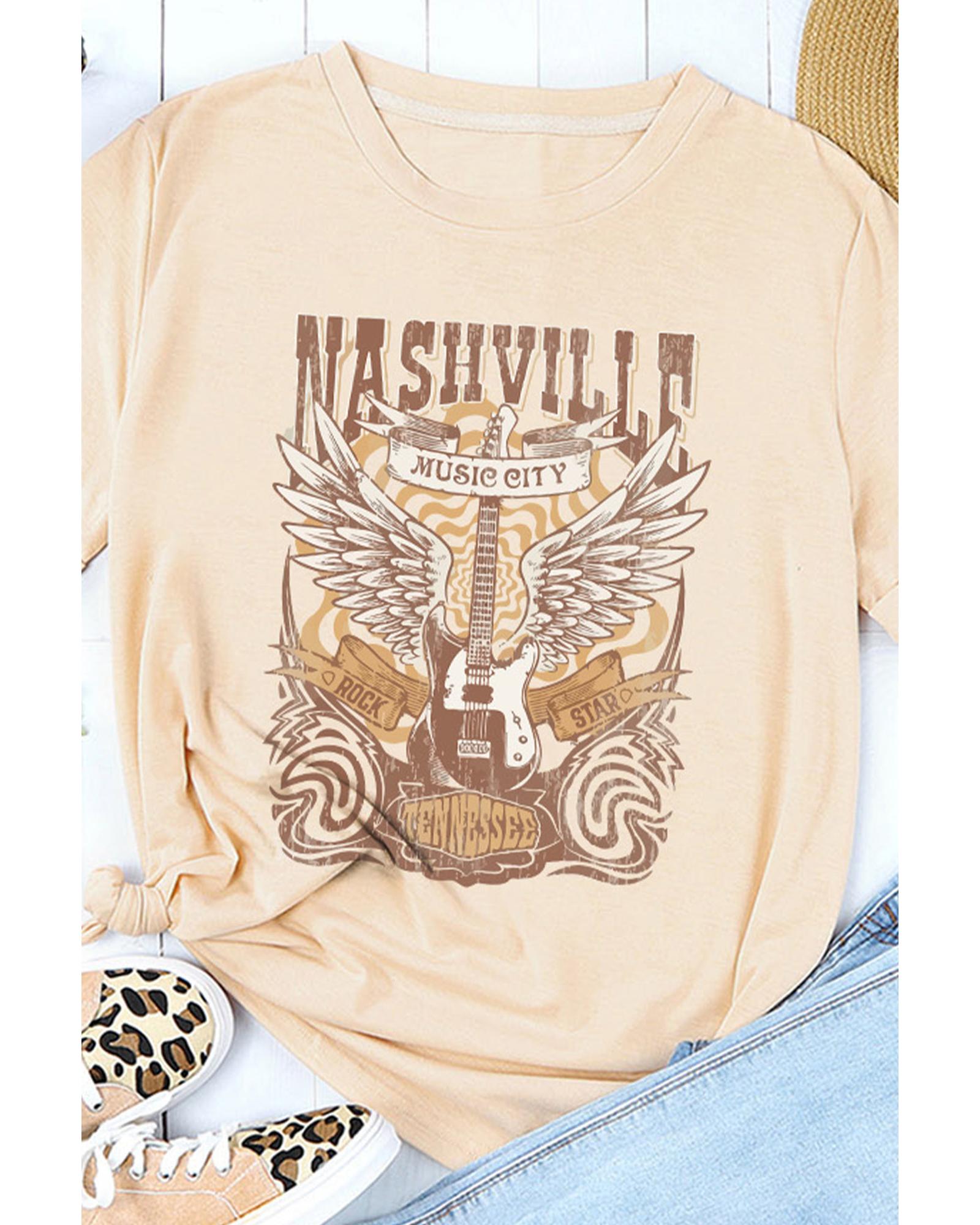 Azura Exchange Music City Guitar Graphic Print T-Shirt - L