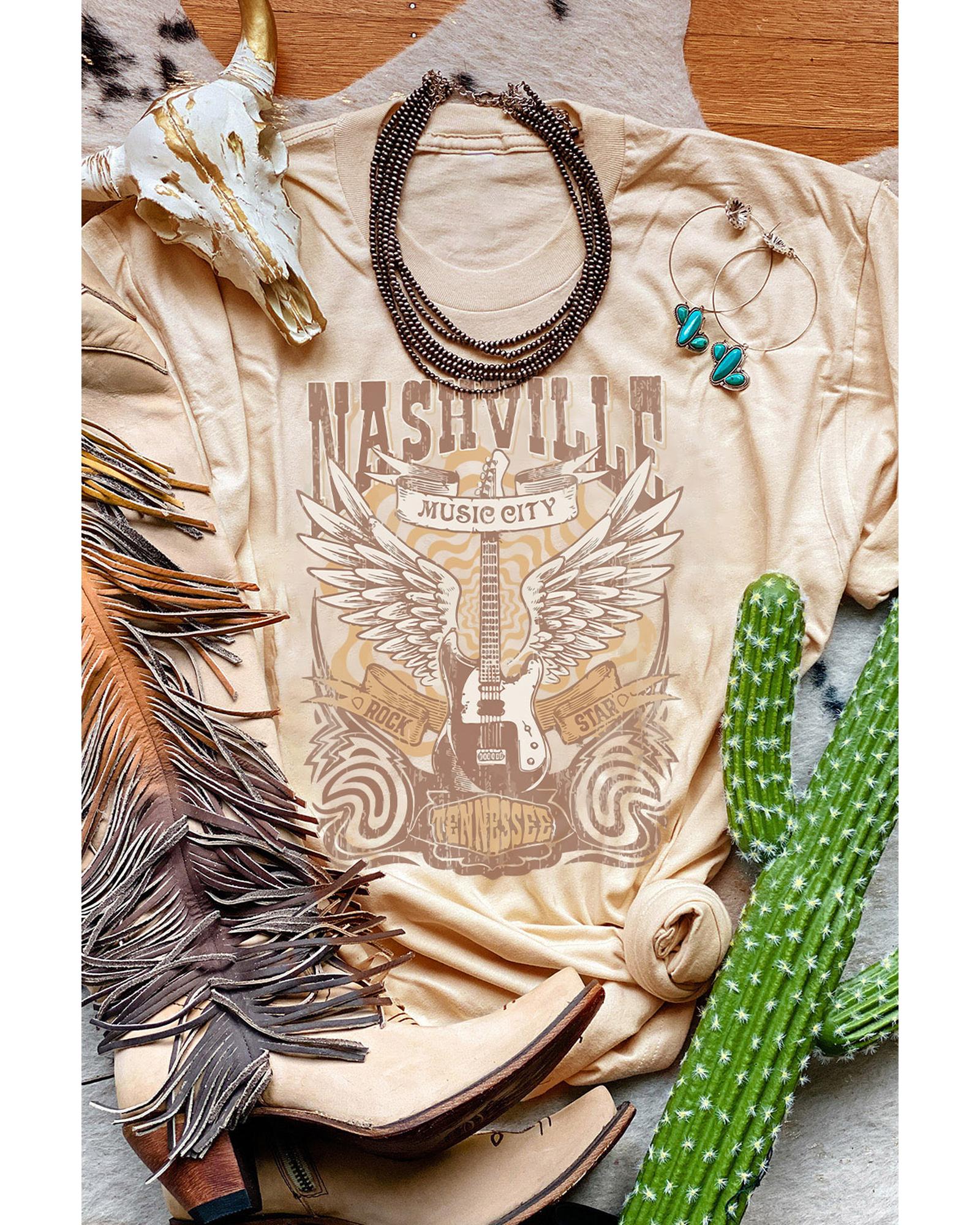 Azura Exchange Music City Guitar Graphic Print T-Shirt - L