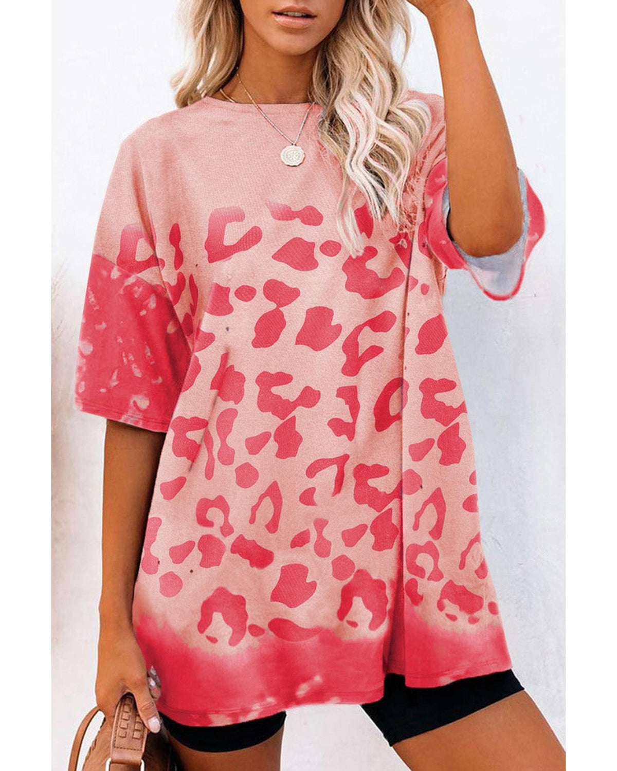 Azura Exchange Leopard Bleached Casual T-Shirt - XL