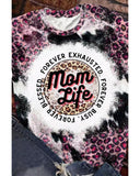 Azura Exchange Leopard Print Graphic Tee with Mom Life Slogan - S