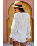 Azura Exchange Eyelet Button Down Top - L