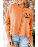 Azura Exchange Halloween Pumpkin Face Patchwork Sweatshirt - L