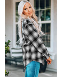 Azura Exchange Plaid Buttons Pocketed Shacket - XL