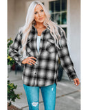 Azura Exchange Plaid Buttons Pocketed Shacket - XL