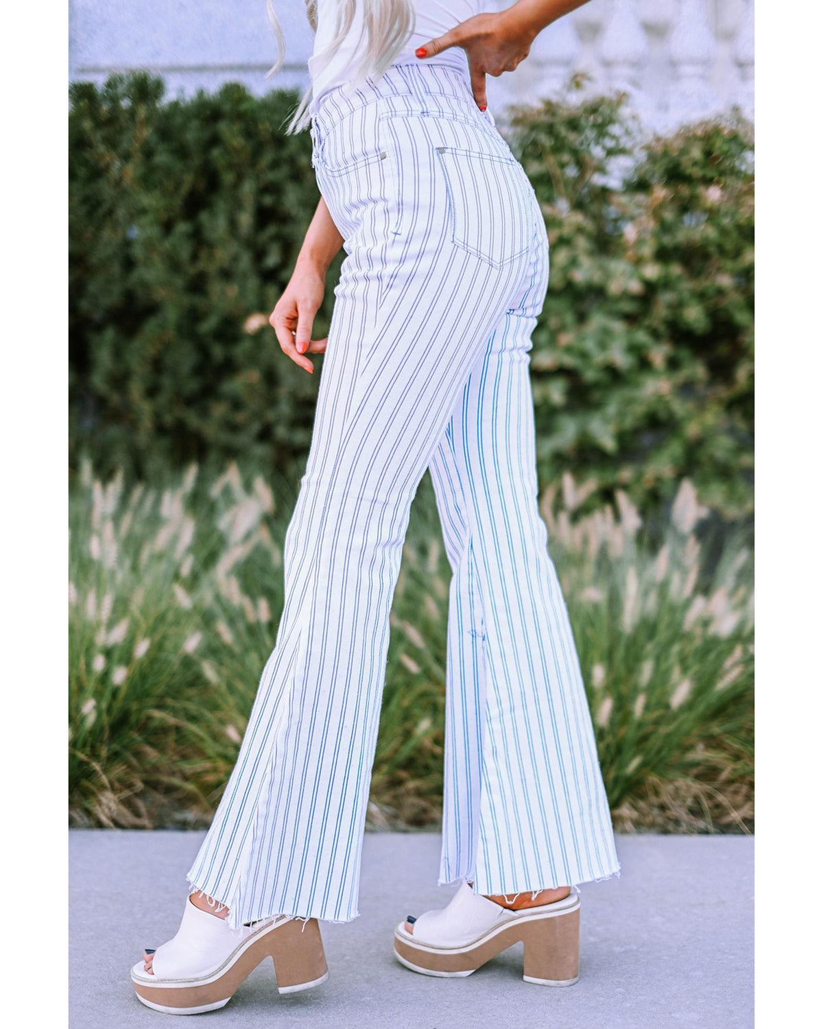 Azura Exchange Striped Print Flared Pants - XL