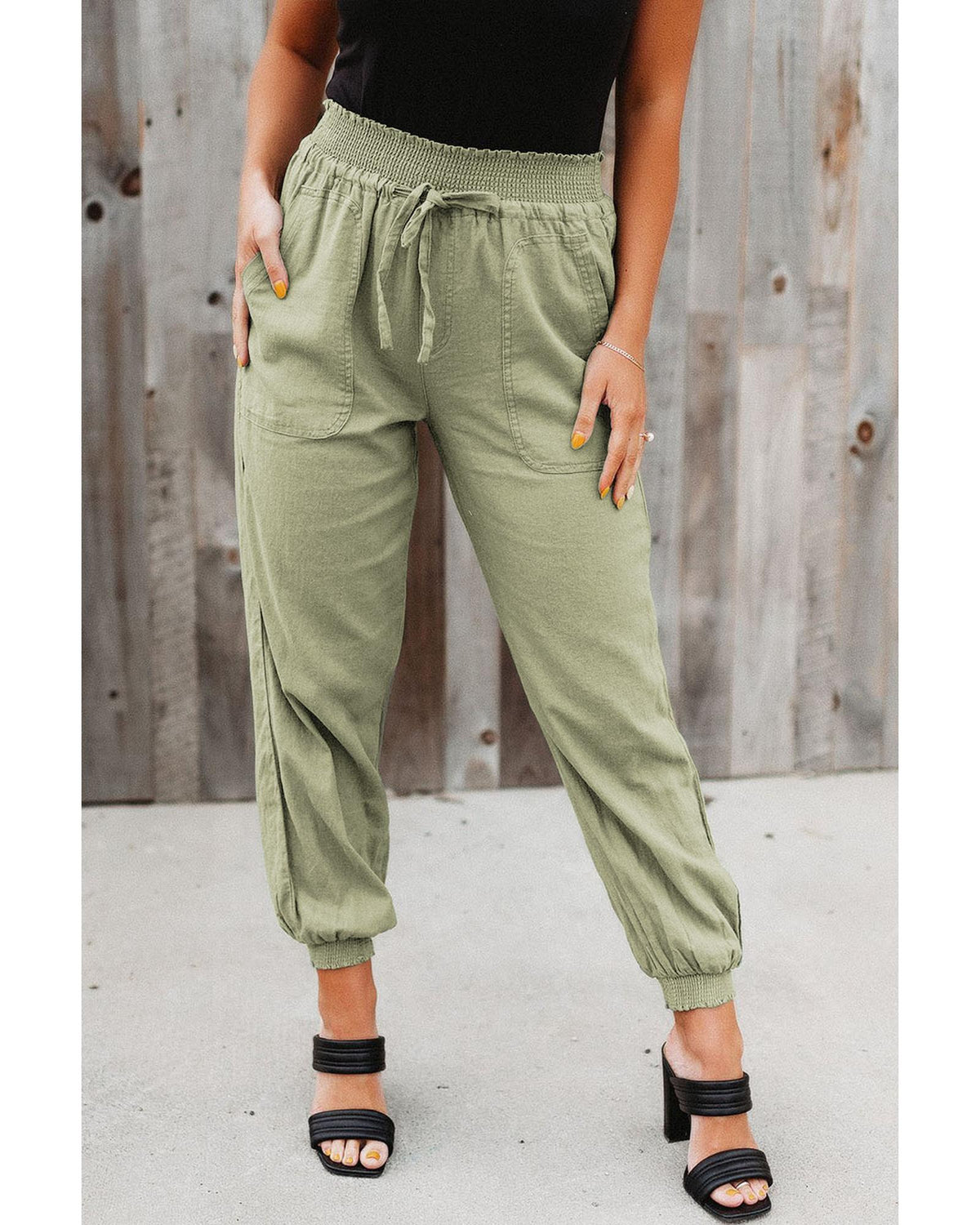 Azura Exchange Elastic Waist Jogger Pants with Pocket - S