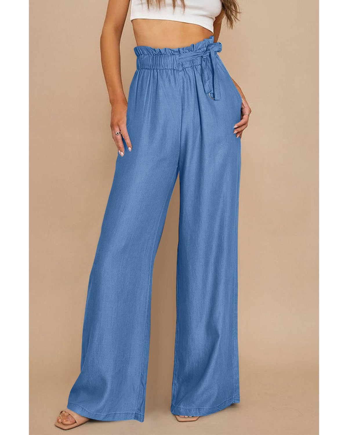 Azura Exchange Pocketed Wide Leg Tencel Jeans - 12 US