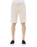 Solid Color Bermuda Shorts with Front Zipper and Button Closure. W50 US Men