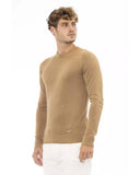 Fine Ribbed Knit Crew Neck Sweater with Long Sleeves 54 IT Men
