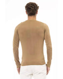 Fine Ribbed Knit Crew Neck Sweater with Long Sleeves 54 IT Men