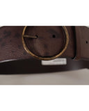 Authentic Dolce & Gabbana Leather Belt with Engraved Logo Buckle 90 cm Women