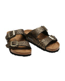 Birkenstock Python Embossed Adjustable Strap Sandals in Black - 36 EU