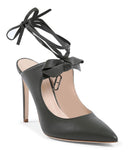 Leather Pointed Toe Mule with Bow Detail - 38.5 EU