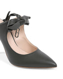 Leather Pointed Toe Mule with Bow Detail - 38.5 EU