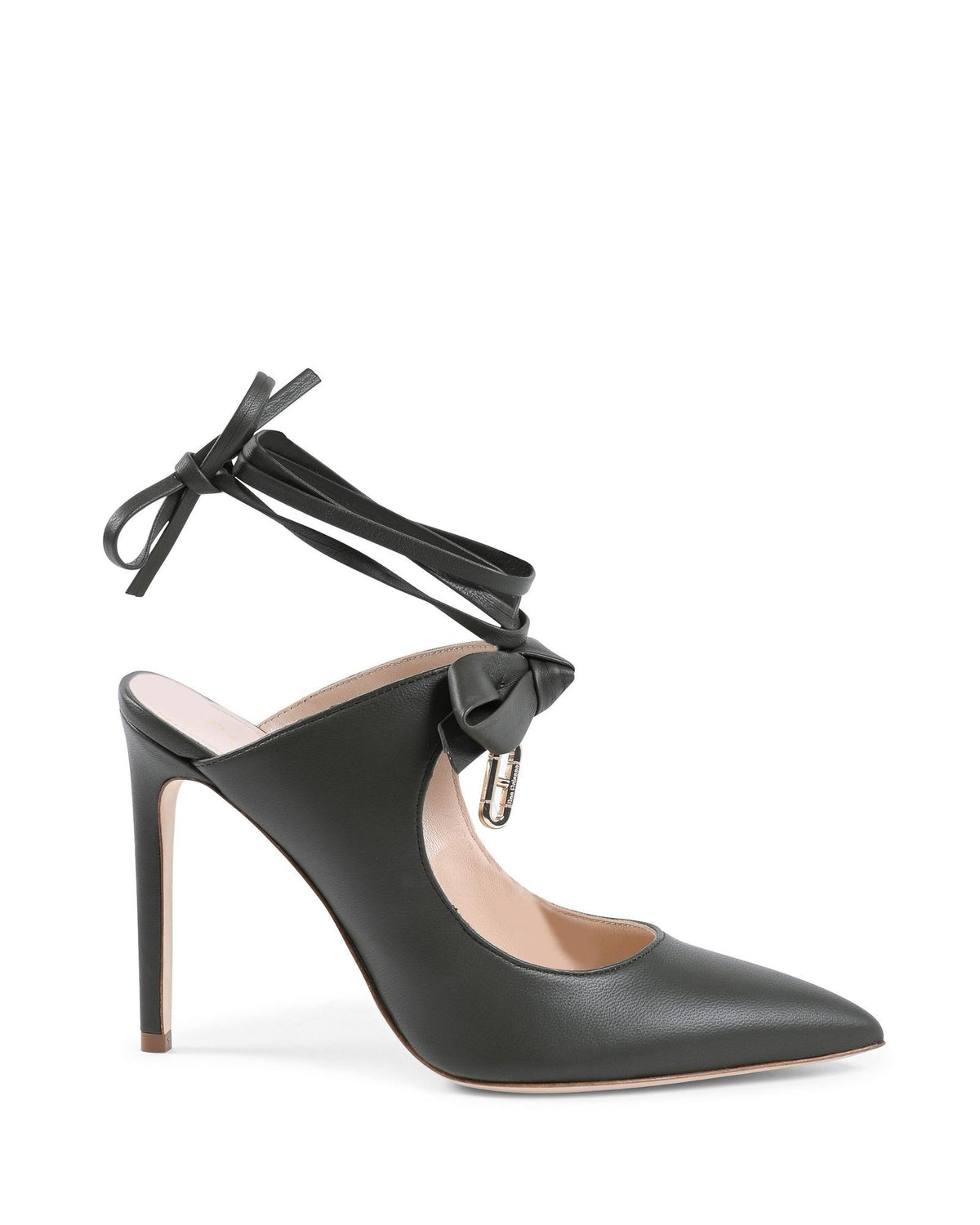 Leather Pointed Toe Mule with Bow Detail - 39.5 EU