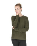 Crown of Edinburgh Cashmere Women's Cashmere Womens Round Neck Sweater in Khaki - 40 EU