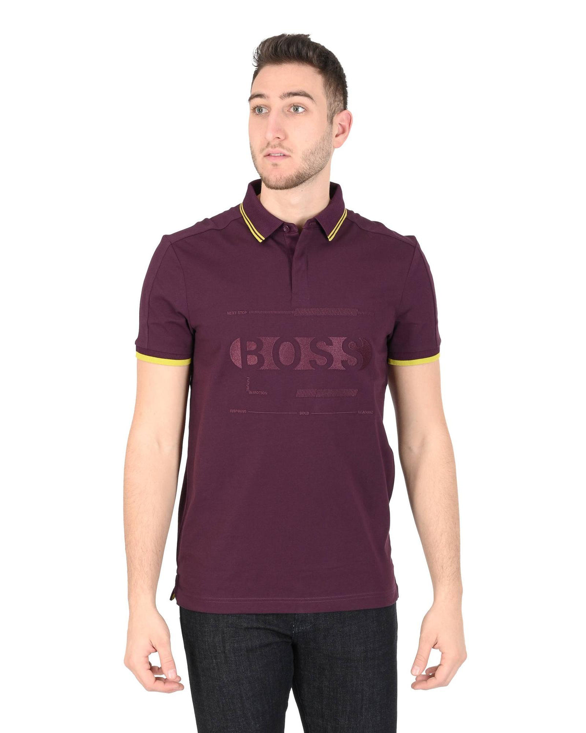 Hugo Boss Men's Medium Purple Cotton Blend Polo Shirt in Purple - 2XL