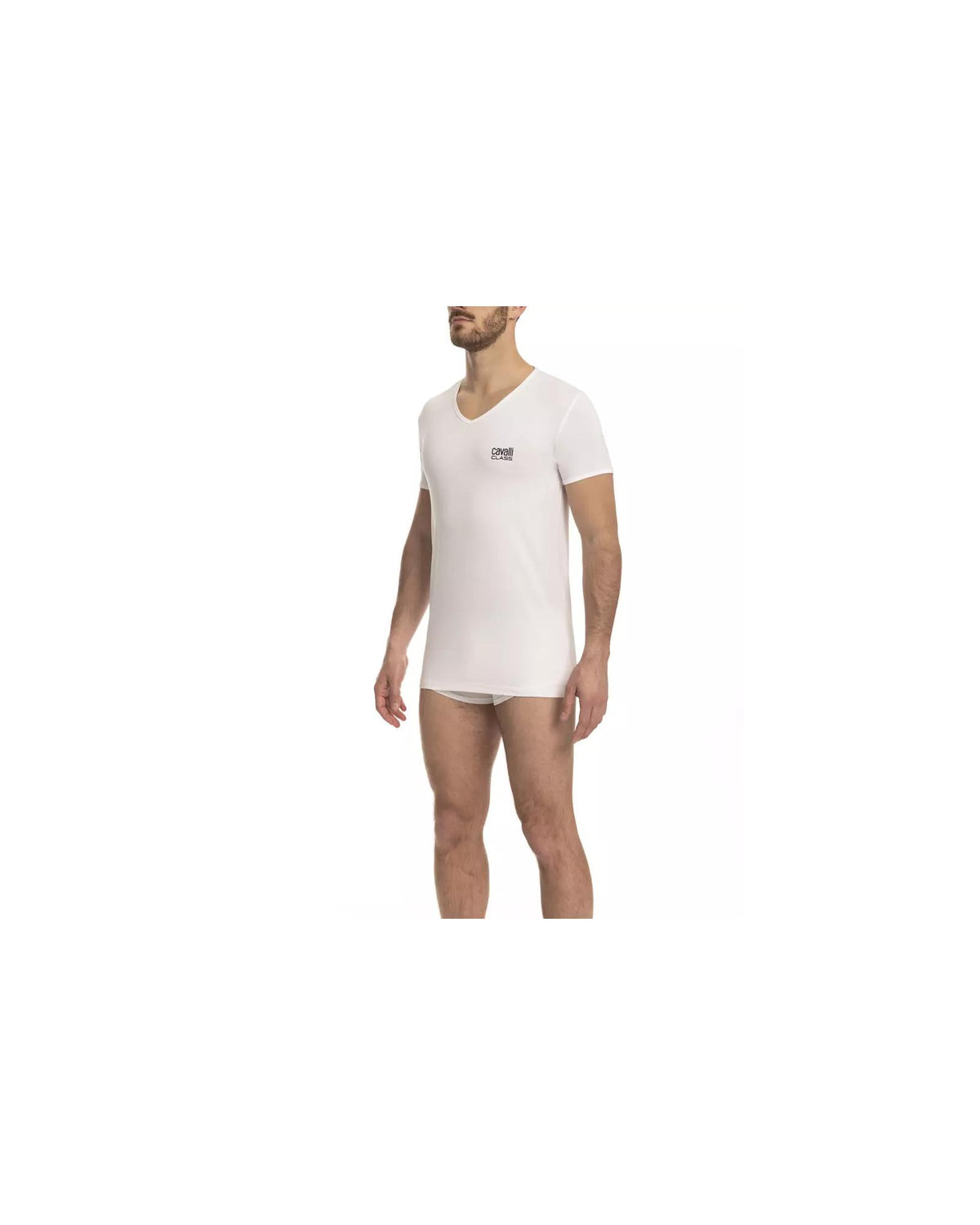 V-neck T-shirt with Printed Logo M Men