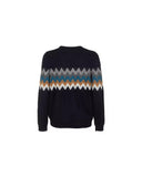 Multicolored Zig-Zag Pattern Crew Neck Sweater by Fred Mello 3XL Men