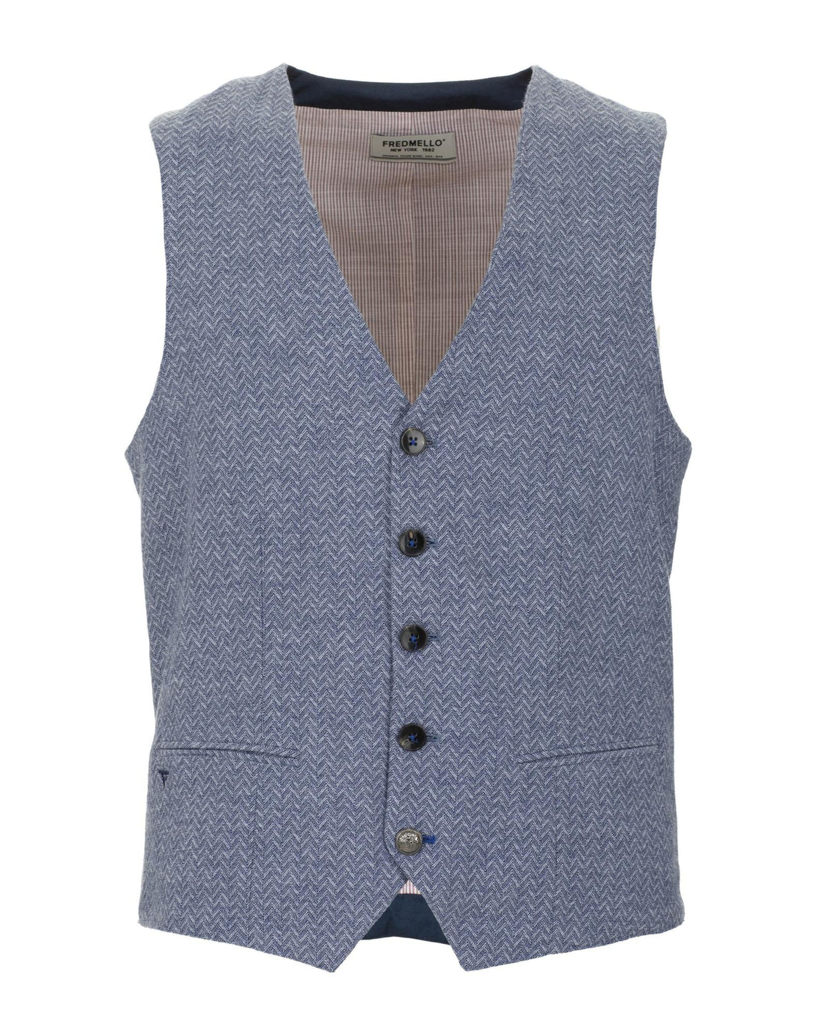 Abstract Motif Stitched Cotton Vest with Button Closure L Men