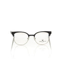 Clubmaster Style Eyeglasses with Black Geometric Pattern One Size Women