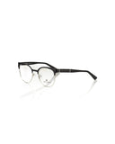 Clubmaster Style Eyeglasses with Black Geometric Pattern One Size Women