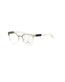 Black Geometric Pattern Clubmaster Eyeglasses One Size Women