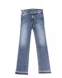 Logo Embroidered Slim Jeans with Fringed Bottom"

or 

"Fringed Slim Jeans with Logo Embroidery W27 US Women