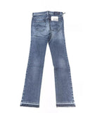 Logo Embroidered Slim Jeans with Fringed Bottom"

or 

"Fringed Slim Jeans with Logo Embroidery W28 US Women