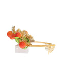 Dolce & Gabbana Gold Brass Multicolor Crystal Sicily Orange Crown One Size Women
