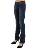 Blue Gazette Newspaper Print Low Waist Skinny Denim Jeans W24 US Women