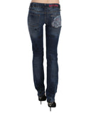 Blue Gazette Newspaper Print Low Waist Skinny Denim Jeans W24 US Women
