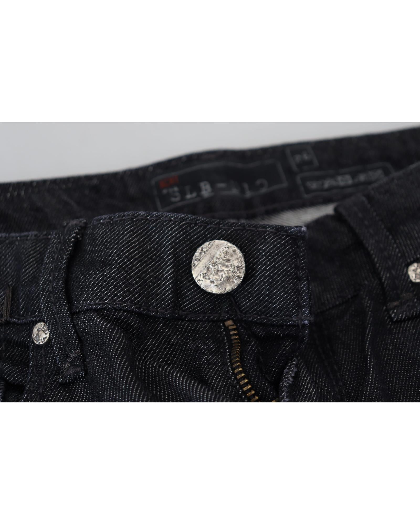 Low Waist Straight Denim Pants with Logo Details W26 US Women