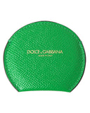Dolce & Gabbana Women's Green Calfskin Leather Round Logo Hand Mirror Holder - One Size