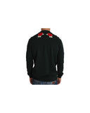 Dolce & Gabbana Green Cotton Crystal Heart Roses Embroidered Pullover Sweater 48 IT Men
