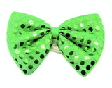 SEQUIN BOW TIE Polka Dots Bowtie Party Unisex Costume  13cm x 9cm Clown - Green
