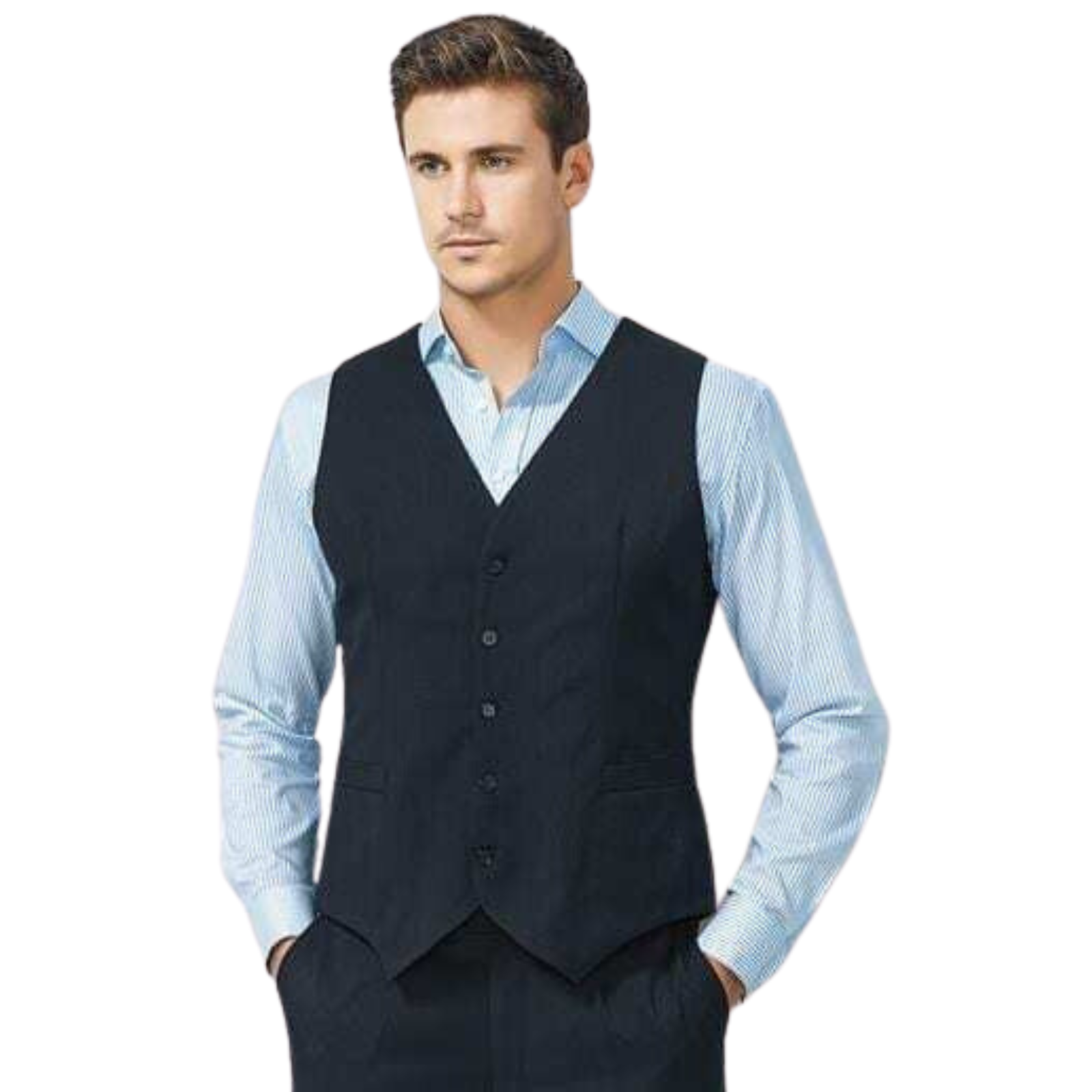 Mens Peaked Vest Waistcoat w/ Knitted Back Suit Formal Wedding Dress Up - Navy - 132