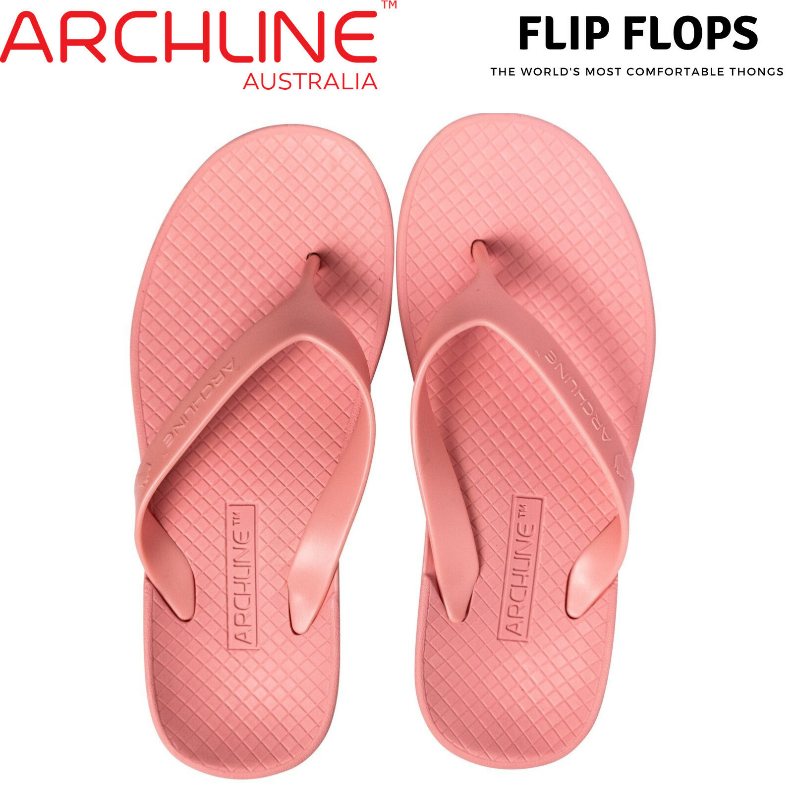 ARCHLINE Orthotic Thongs Arch Support Shoes Flip Flops - Pastel Pink - EUR 36