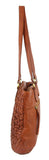 Pierre Cardin Woven Leather Ladies Shoulder Bag Travel Carry - Cognac