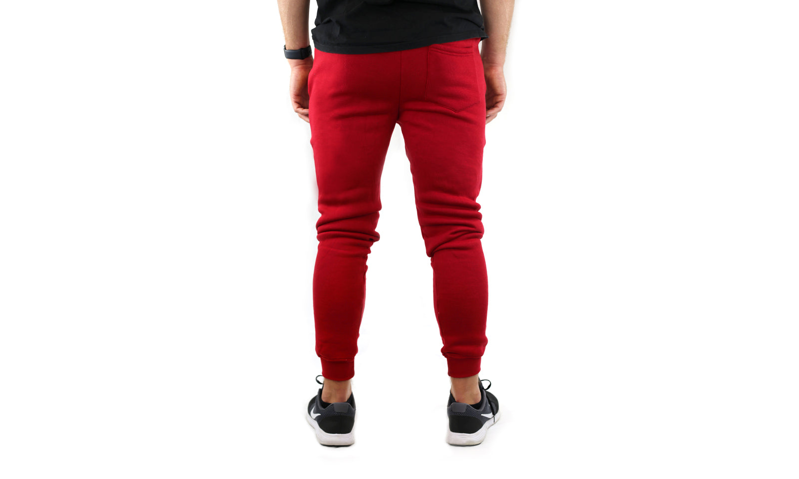 Mens Skinny Track Pants Joggers Trousers Gym Casual Sweat Cuffed Slim Trackies Fleece - Red - 3XL