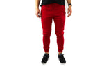 Mens Skinny Track Pants Joggers Trousers Gym Casual Sweat Cuffed Slim Trackies Fleece - Red - L