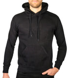 Adult Mens 100% Cotton Fleece Hoodie Jumper Pullover Sweater Warm Sweatshirt - Black - XL