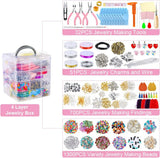 4-layer 2880Pcs Beads Charms Findings Beading Wire Kit For DIY Bracelets Necklace Earrings Deluxe Jewelry Making Supplies Kit