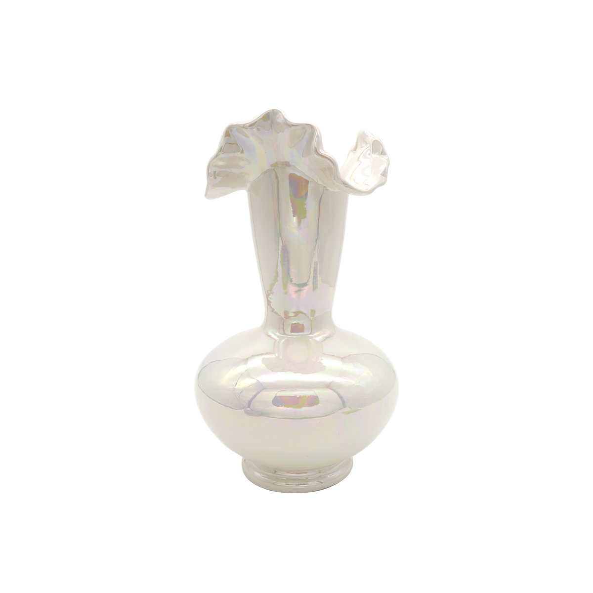 Mermaid Iridescent Ceramic Vase white