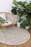 Vanuatu Kilifa Beige Tribal Round Flatweave Rug