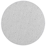Vanuatu Walasi Ash Geometric Round Flatweave Rug